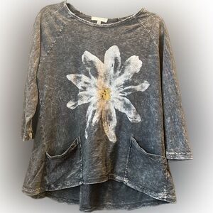 Gray Floral Women's Top